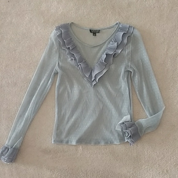Topshop Tops - NWOT Topshop Lilac Sheer Dot Mesh Ruffle Blouse